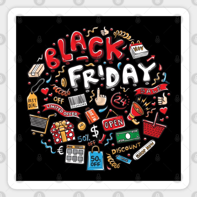 black Friday theme Sticker by Mako Design 